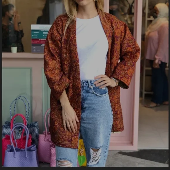 Vintage orange floral blazer - Picture 7 of 7